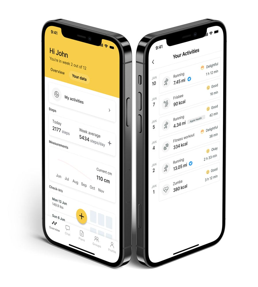 A mockup of the coaching app showcasing the features.