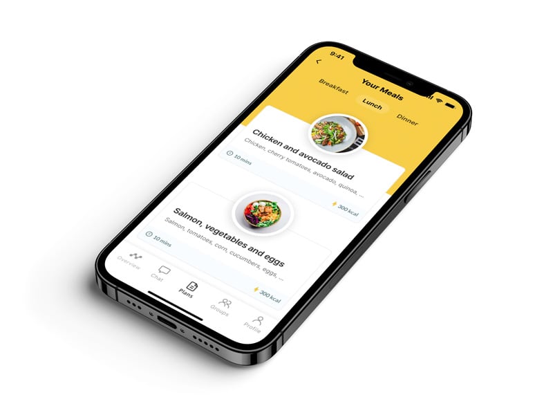 Another mockup of the coaching app showcasing more features.
